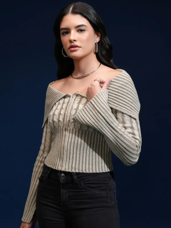 Women Self Design Sweater