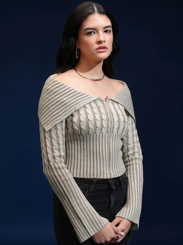 Women Self Design Sweater