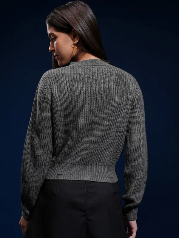 Women Self Design Sweater