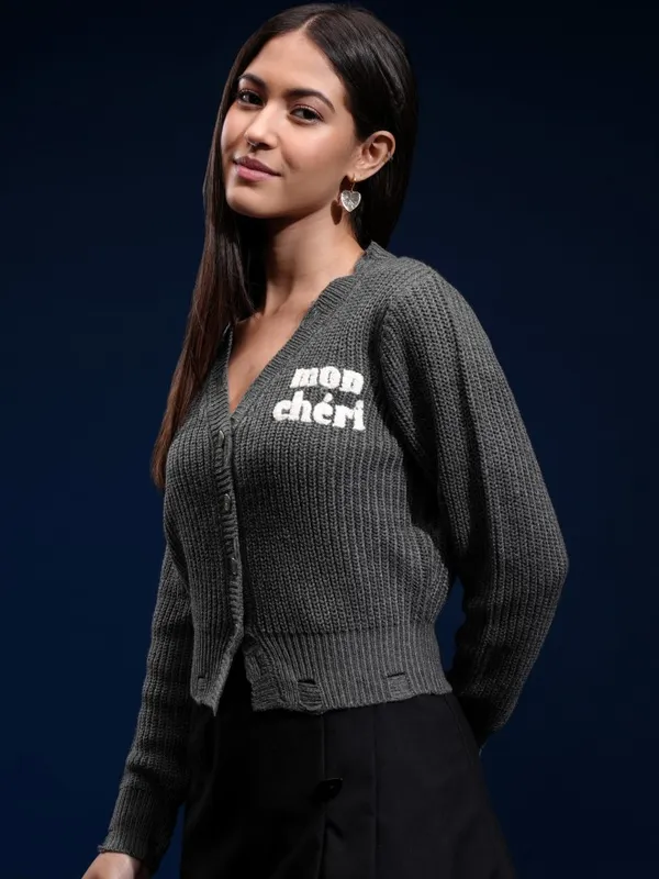 Women Self Design Sweater