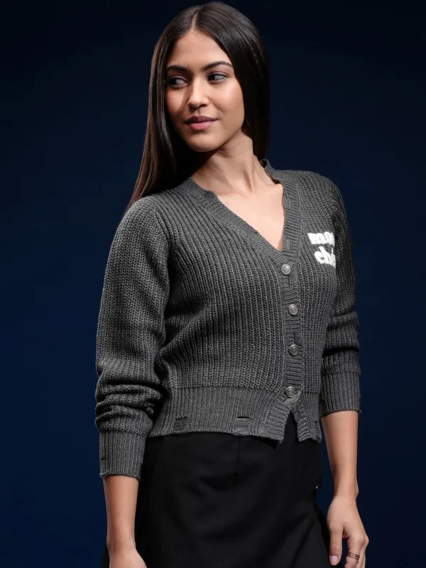 Women Self Design Sweater