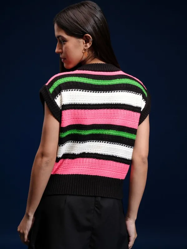 Tokyo Talkies Women Black Round Neck Sweater