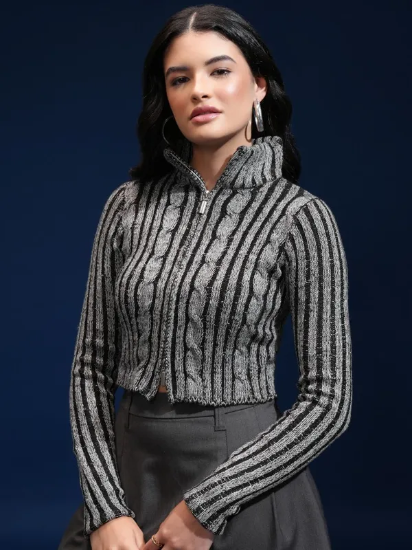 Women Self Design Sweater