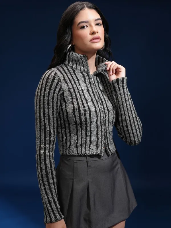 Women Self Design Sweater