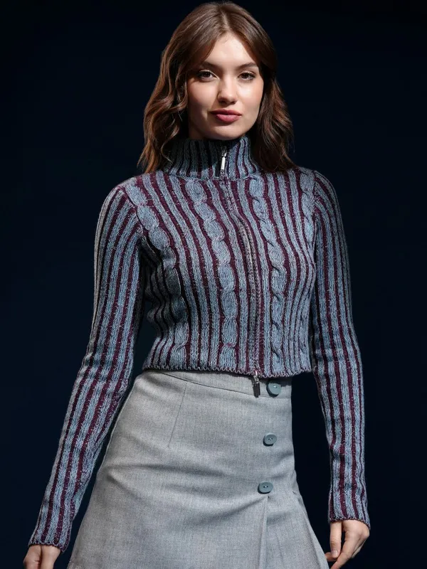 Women Self Design Sweater