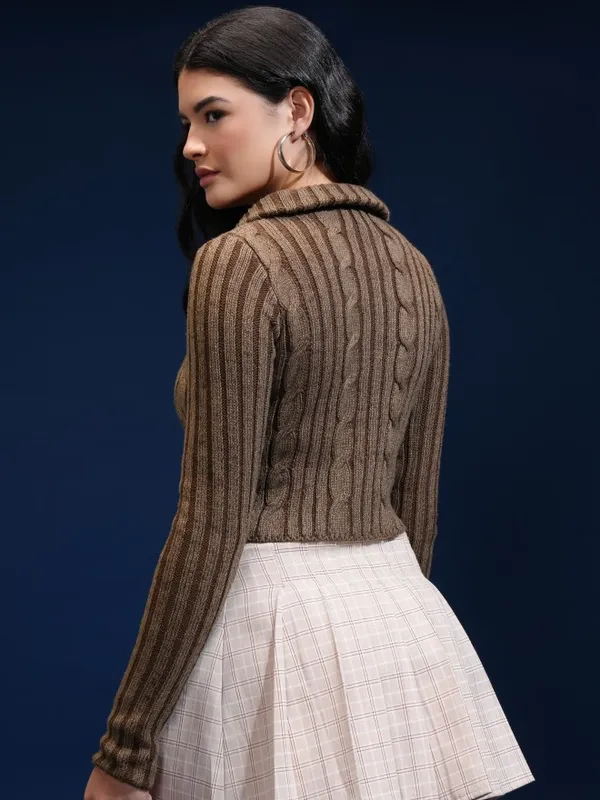 Women Self Design Sweater