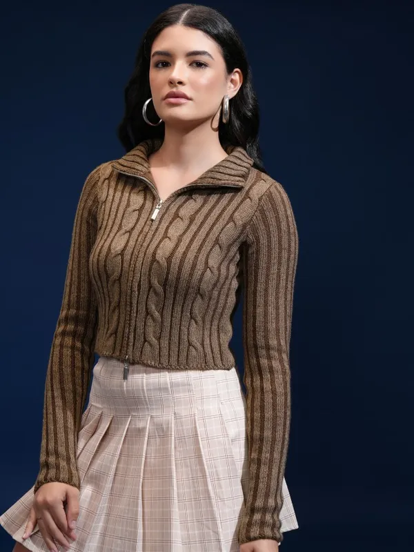 Women Self Design Sweater