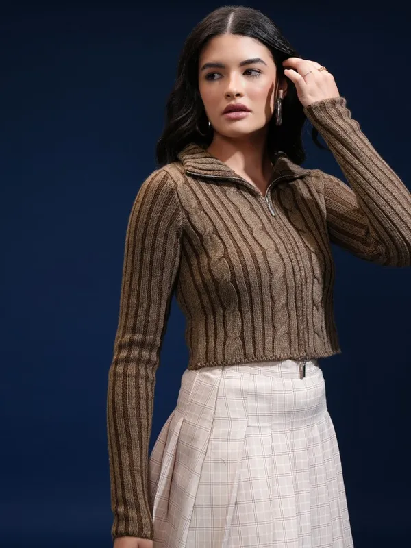 Women Self Design Sweater