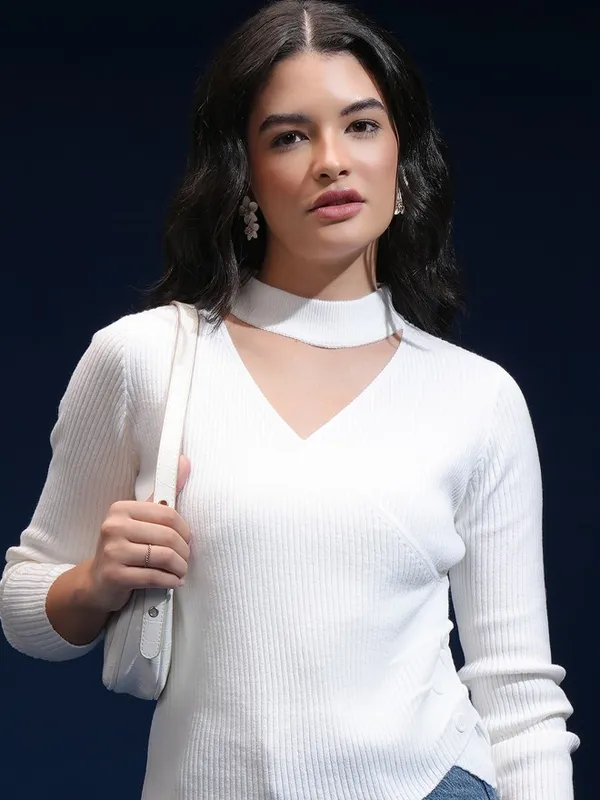 Women Self Design Sweater