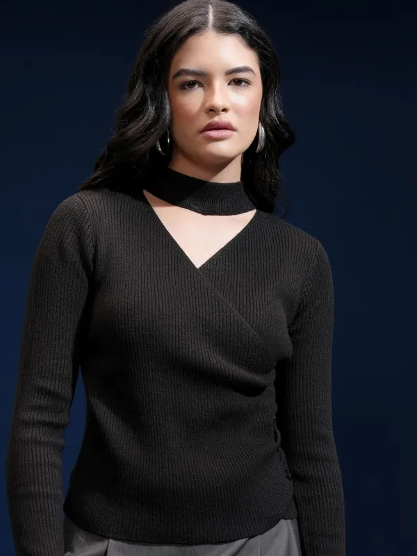 Women Self Design Sweater