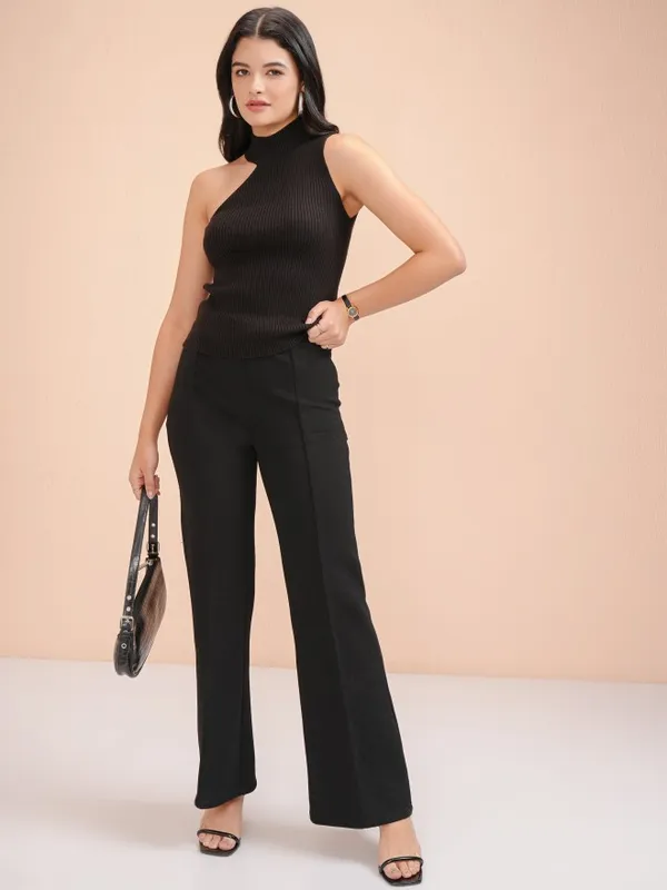 Tokyo Talkies Women Black Turtle Neck Sweater