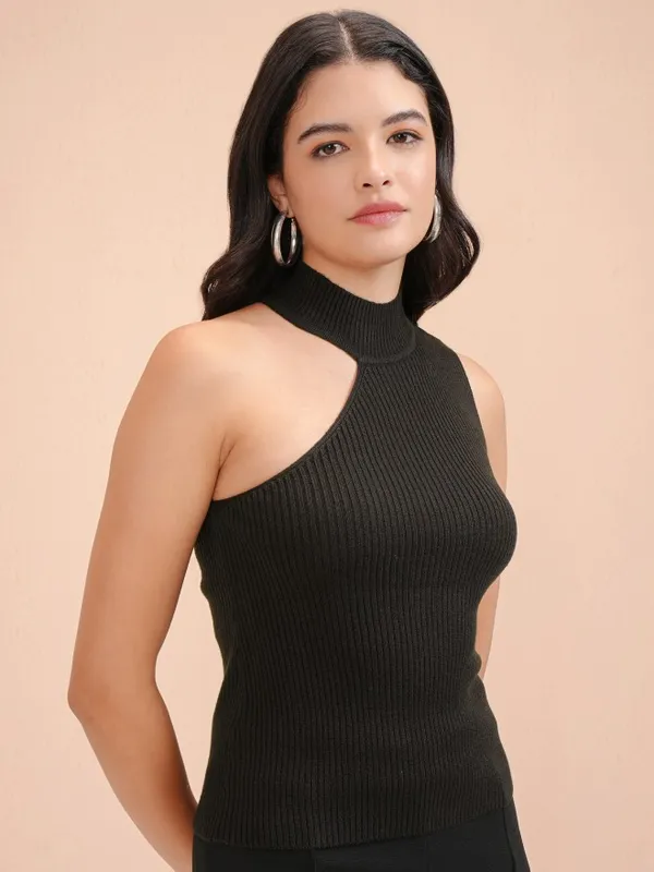 Tokyo Talkies Women Black Turtle Neck Sweater