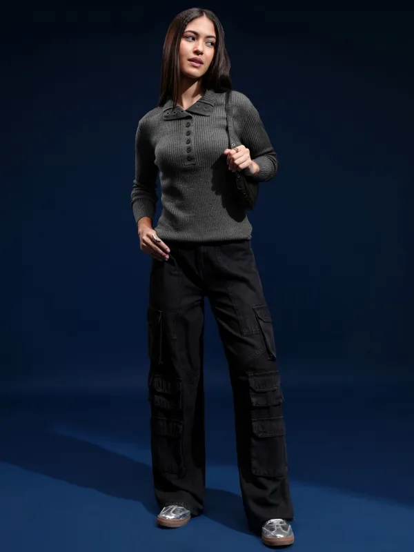 Women Self Design Sweater