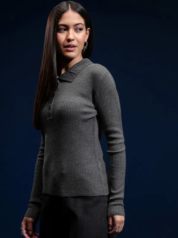 Women Self Design Sweater