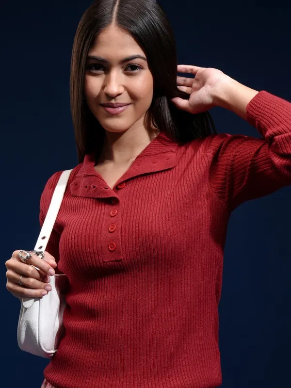 Women Self Design Sweater