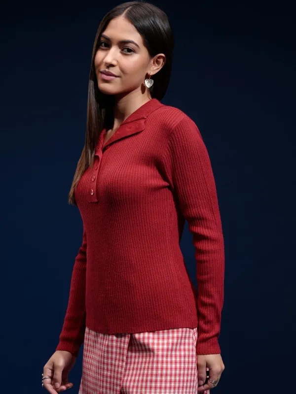 Women Self Design Sweater