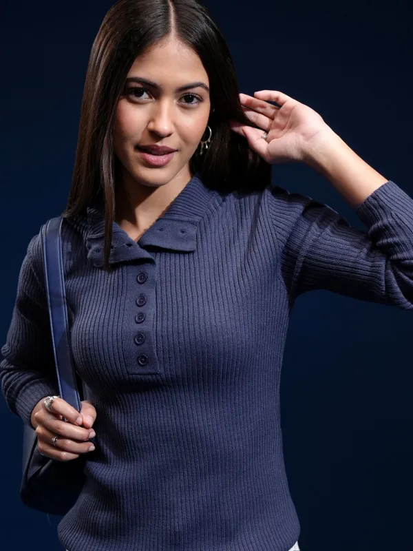 Women Self Design Sweater