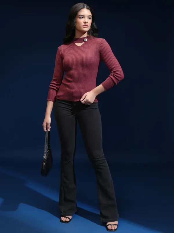 Women Self Design Sweater