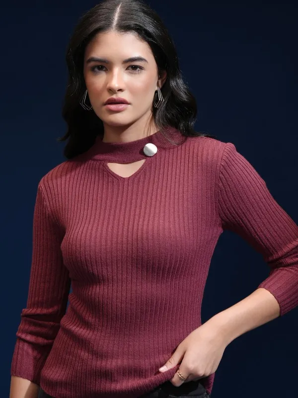 Women Self Design Sweater