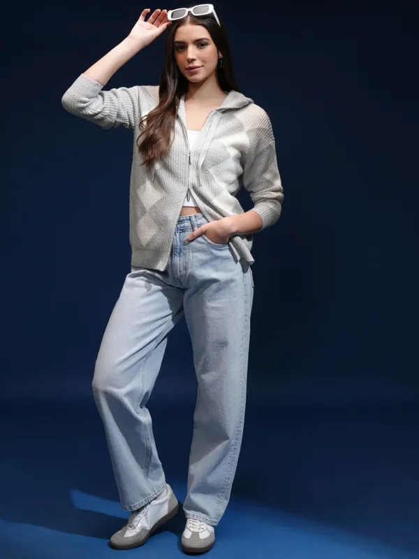 Women Self Design Sweater