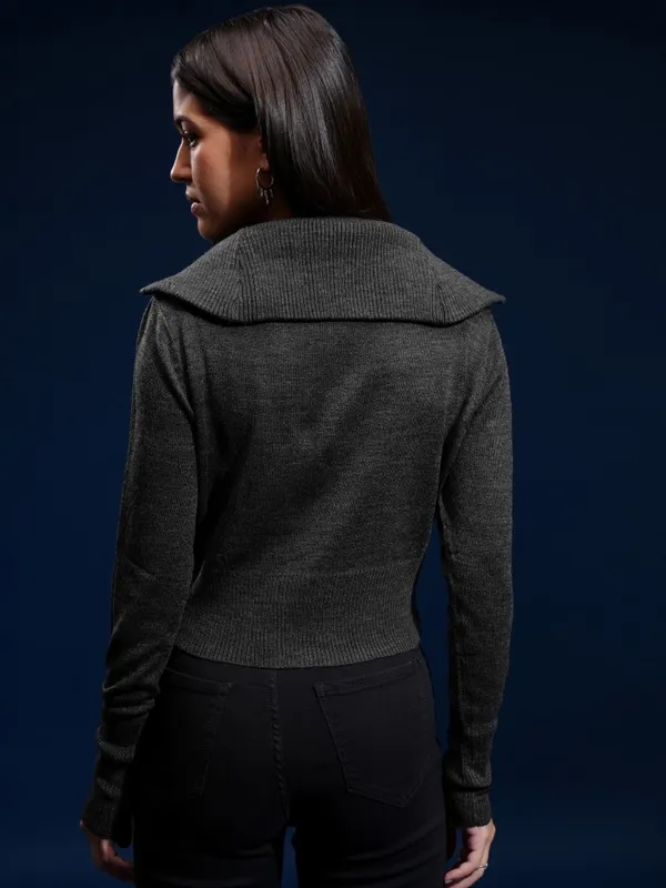 Tokyo Talkies Women Black Turtle Neck Sweater
