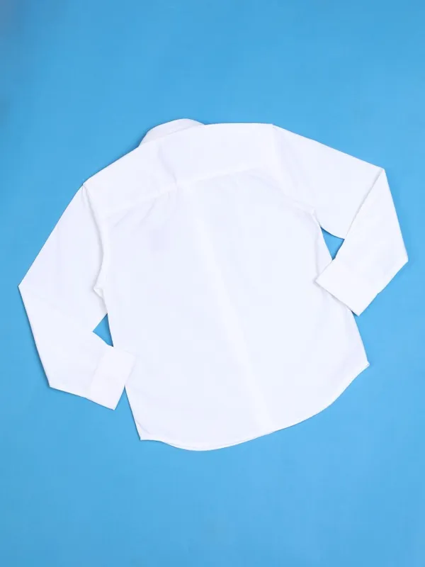Hoop Kids Boys White Self Design Slim Fit Casual Shirt