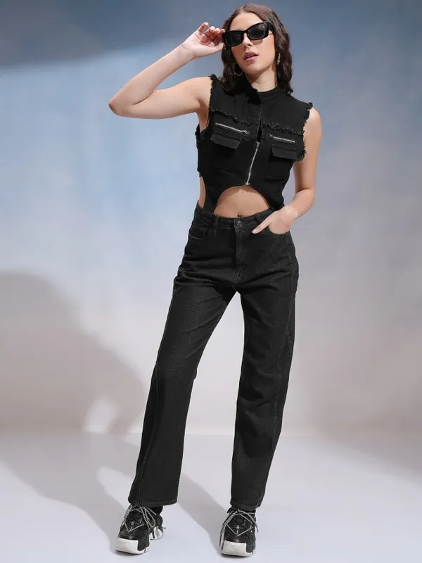 Tokyo Talkies Women Black Straight Fit Jeans