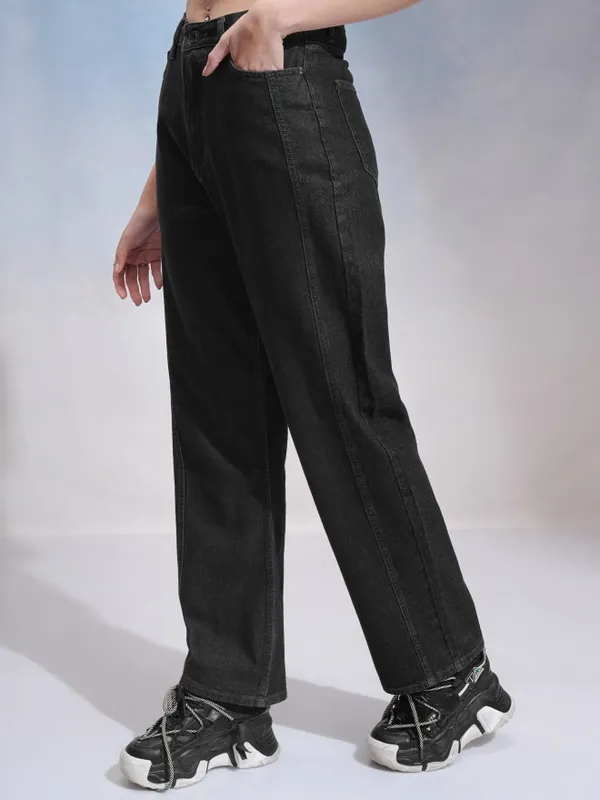 Tokyo Talkies Women Black Straight Fit Jeans