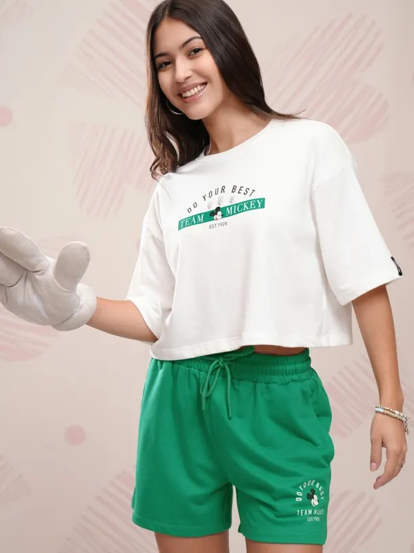 Mickey Mouse Women T-shirt With Short Co-Ords