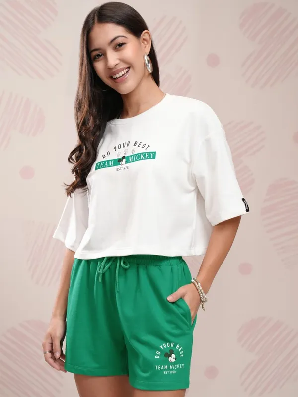 Mickey Mouse Women T-shirt With Short Co-Ords