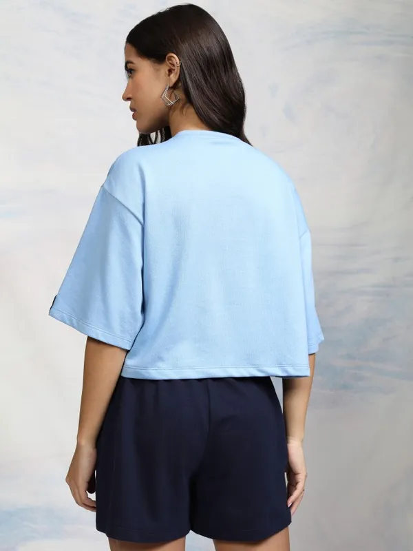 Disney By Tokyo Talkies Women Blue Mickey Mouse T-shirt With Short