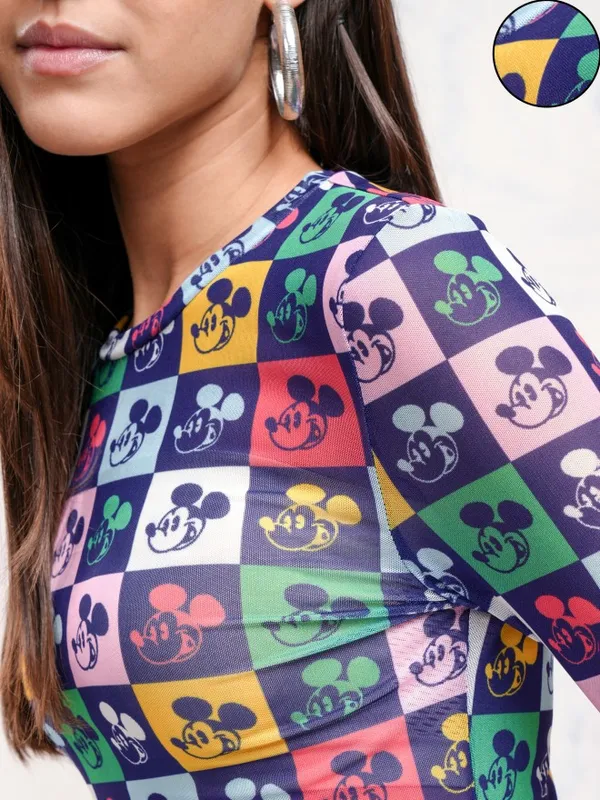 Mickey Mouse Printed Fitted Top