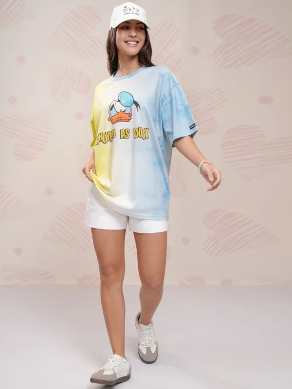 Disney By Tokyo Talkies Women Yellow Donald Duck Printed Round Neck T-Shirt