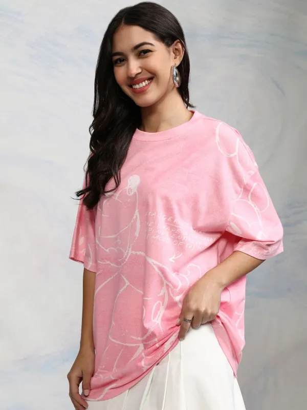 Mickey Mouse Printed Oversized Fit T-Shirt