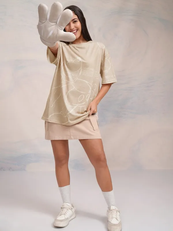 Mickey Mouse Printed Oversized Fit T-Shirt
