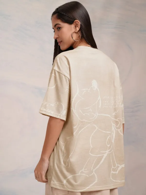 Mickey Mouse Printed Oversized Fit T-Shirt