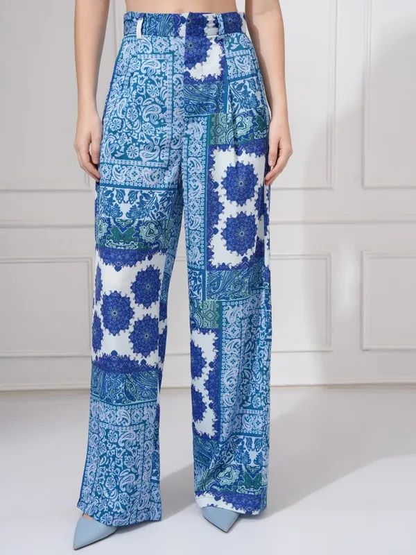 Tokyo Talkies Women Blue Shirt With Trousers Co-Ords