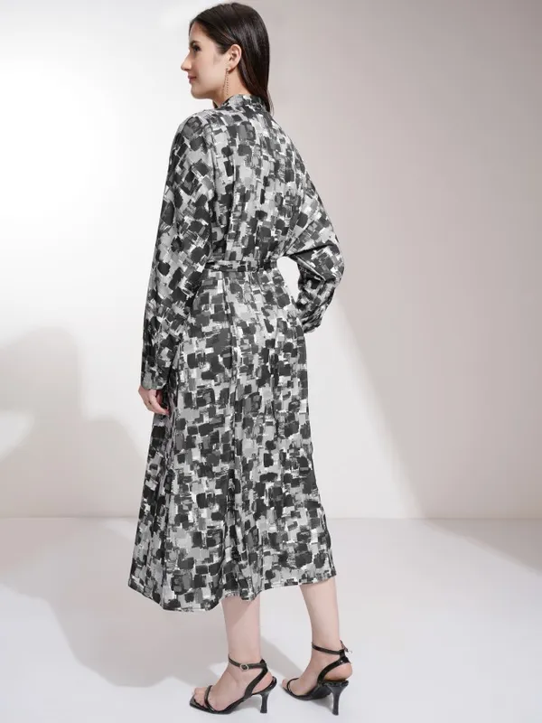 Tokyo Talkies Women Black Printed Fit and Flare Dress