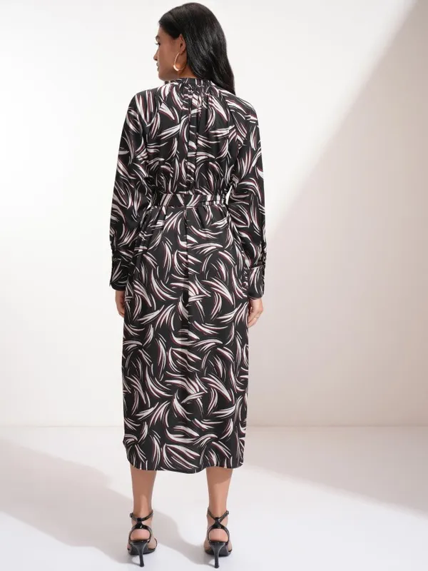 Tokyo Talkies Women Black Printed A-Line Dress