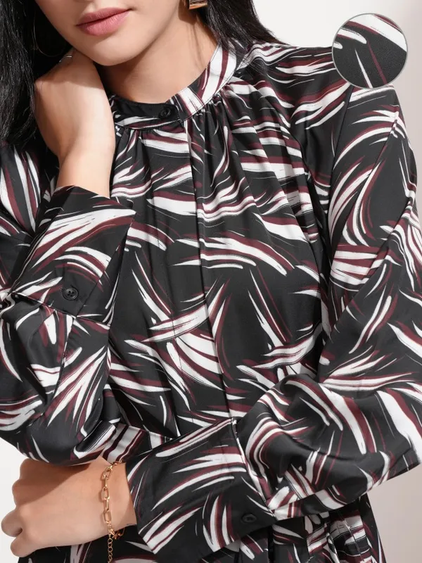 Tokyo Talkies Women Black Printed A-Line Dress