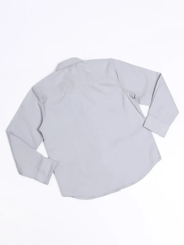 Hoop Kids Boys Blue Self Design Slim Fit Casual Shirt