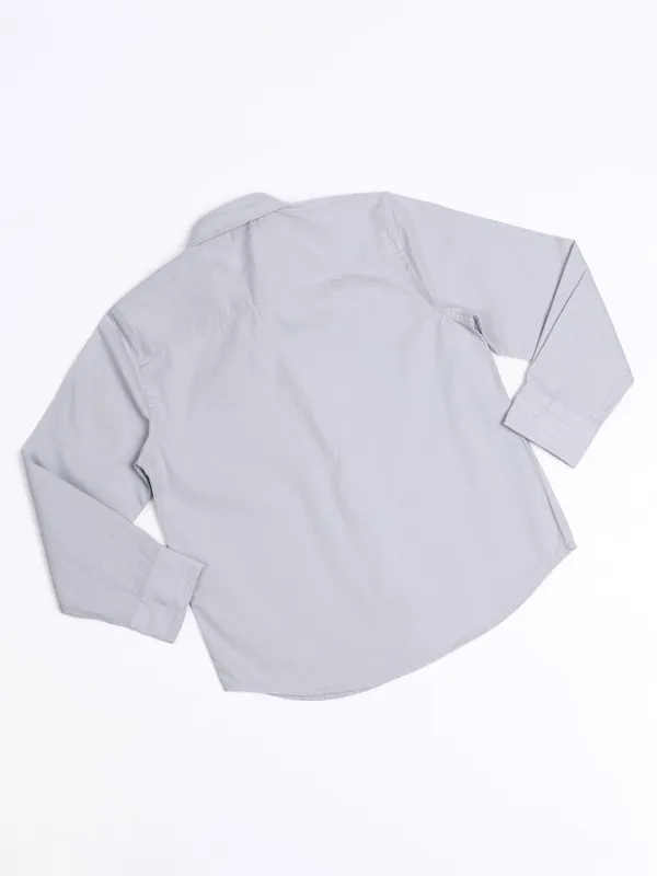 Hoop Kids Boys Blue Self Design Slim Fit Casual Shirt