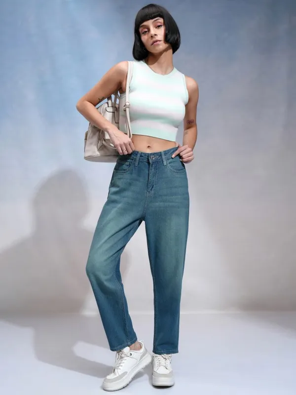 Tokyo Talkies Women Blue Relaxed Fit Stretchable Jeans