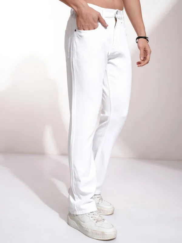 Highlander Men White Bootcut Jeans