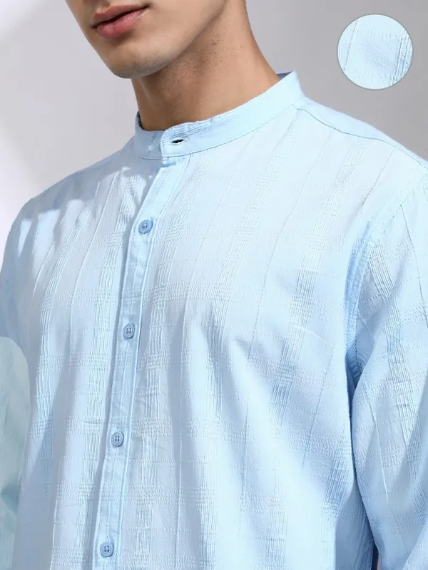 Highlander Men Blue Checked Regular Fit Casual Shirt