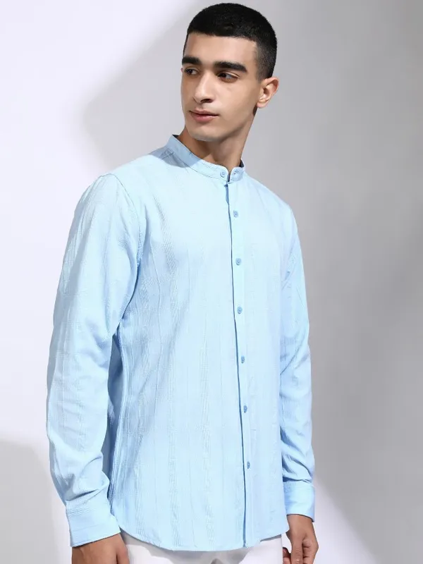 Highlander Men Blue Checked Regular Fit Casual Shirt