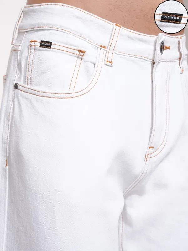 Highlander Men White Wide Leg Jeans