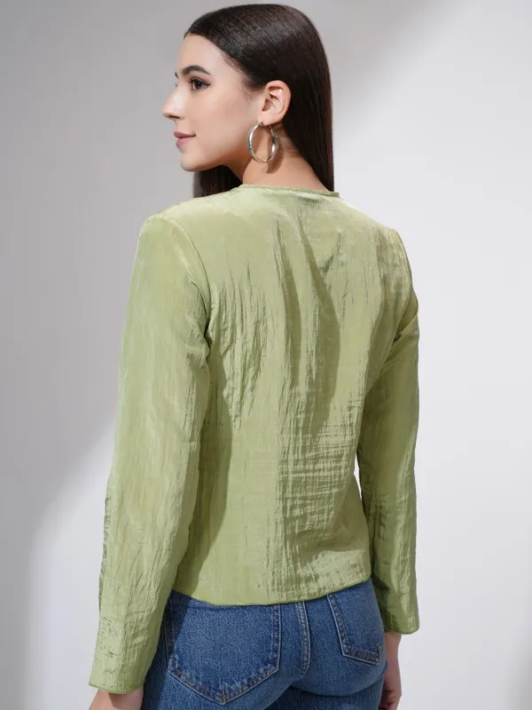 Tokyo Talkies Women Green Solid Regular Top