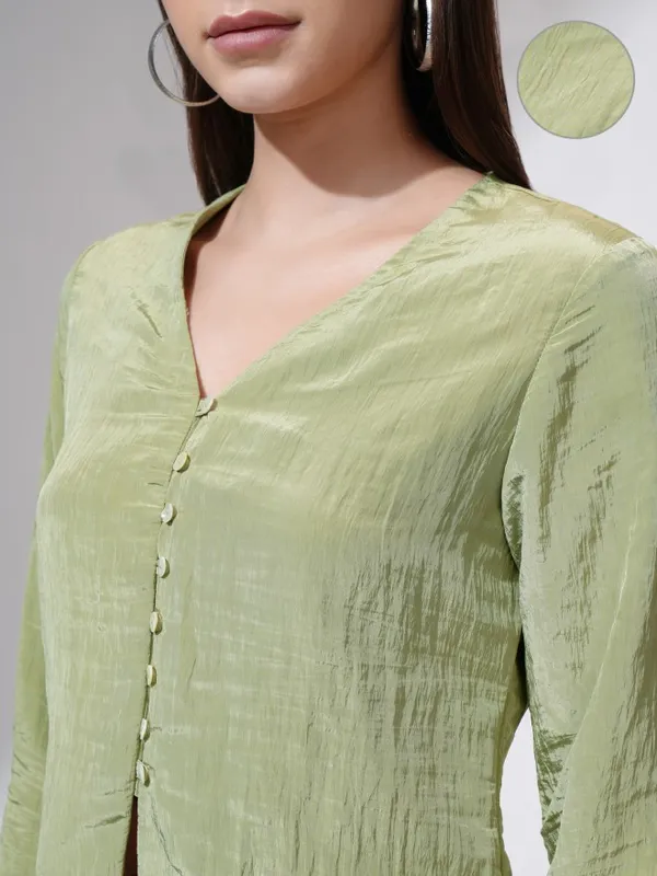 Tokyo Talkies Women Green Solid Regular Top