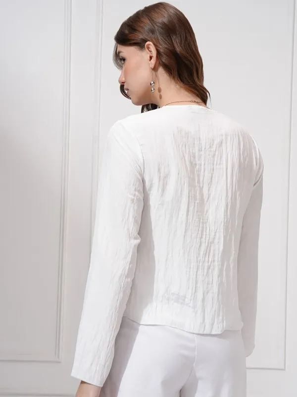 Tokyo Talkies Women White Solid Regular Top